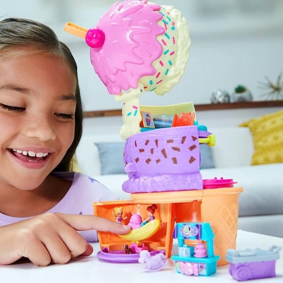 Polly Pocket | Ice Cream Cone-Shaped Playground | 3 Floors, Spin 'n Surprise Set - Picture 3 of 13